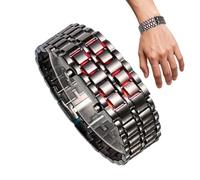 Orologio in acciaio inossidabile, orologi sportivi da uomo, cinturino intelligente, doppio display a LED con resistenza all'acqua, orologio da polso digitale per registrazione delle attività e gestion