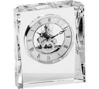 Orologio in Cristallo rettangolare 12xh14 cm in cristallo K9 trasparente quadrante diametro 3,5 cm in scatola regalo trasparente