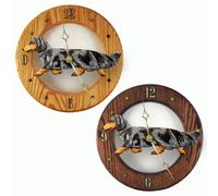 Orologio In Legno Blu Per Bassotto A Pelo Lungo