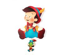 Orologio in Legno da Parete per Bambini Pinocchio Orologi da Muro Made in Italy