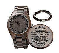 Orologio in legno inciso per figlio e fidanzato, orologio in legno personalizzato regalo per fidanzato, regalo di laurea da mamma, papà, Per figlio del papà., Men's Standard, Bracciale