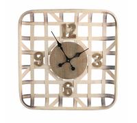 Orologio in legno naturale quadro cm 60,5x60,5x9