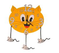 Orologio in legno per bambini con motivo di gatti e topi