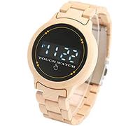 Orologio in Legno Touch Screen LED Orologio Elettronico in Legno da Uomo Orologio da Polso Digitale con Bracciale in Legno Chiusura Pieghevole Sport Casual Orologi da Uomo Regali,A