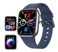 Orologio intelligente da donna e uomo, alla moda, touch screen, Bluetooth, con monitoraggio SpO2, pressione sanguigna, frequenza cardiaca, sonno, blu