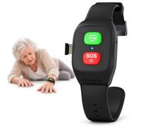 Orologio Intelligente for Rilevamento Cadute e Bracciale SOS for Anziani | Cercapersone Wireless for Assistenti con Tasto Antipanico e Design Nero Compatto for la Sicurezza Autonoma
