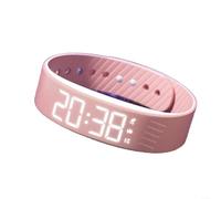 Orologio intelligente impermeabile con vibrazione silenziosa sveglia contapassi monitor sonno cronometro cinturino in silicone ricarica USB nero bianco rosa blu per adulti fitness uso quotidiano (rosa