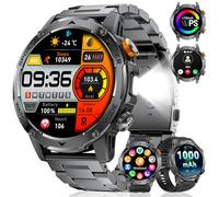 Orologio intelligente militare da uomo, 1000 mAh, con chiamata Bluetooth, torcia LED AMOLED da 1,75 pollici, 120+ modalità sport, fitness tracker, SpO2/pressione sanguigna/frequenza cardiaca