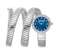 Just Cavalli Signature Snake Enchanting - Orologio Da Polso Da Donna Al Quarzo Moda Bracciale E Cassa In Acciaio Inox Metallizzato Quadrante Blu - JC1L302M0015