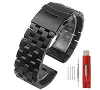 Kai Tian 5 Righe Cinturino Orologio per Uomo Donna 22mm Acciaio Inossidabile Cinturino Metallo Guarda Braccialetto Cinturini Orologi Chiusura Distribuzione Nero