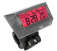 Orologio LCD ad energia solare -Orologio digitale multifunzionale per auto,impermeabile e antiurto,con ora, data, settimana, temperatura, supporto per maniglia per auto,moto,bicicletta,luce rosso