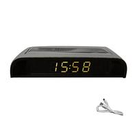 Orologio LCD ad energia Solare per Auto, con Display LCD energia Solare, con Tempo (12/24 Ore) + Data + Settimana Temperatura Dash Orologio Digitale Multifunzione per Auto energia Solare(luce calda)