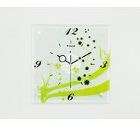 OROLOGIO LEAF 30X30 FIORI VERDI CON VETRO 064191