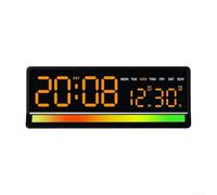Orologio LED a tema microfono che presenta ora, data, giorno, allarme, dati, supporta il controllo della luminosità e la personalizzazione della sensibilità del microfono (nero + arancione)