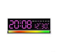 Orologio LED a tema microfono che presenta ora, data, giorno, allarme, dati, supporta il controllo della luminosità e la personalizzazione della sensibilità del microfono (bianco + rosa)