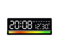 Orologio LED a tema microfono che presenta ora, data, giorno, allarme, dati, supporta il controllo della luminosità e la personalizzazione della sensibilità del microfono (nero + bianco)