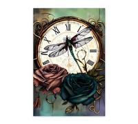 Orologio Libellula Rosa Targa In Metallo Divertente Cartelli Metallo Retrò Poster Metal Per Bar Pub Garage Club M