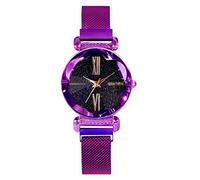 Orologio lussuoso da donna con strass brillanti, quadrante a specchio a taglio fiore, orologio da polso da donna moda metallo magnetico cinturino rotondo quadrante al quarzo orologio analogico, sempli