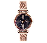 Orologio lussuoso da donna con strass brillanti, quadrante a specchio a taglio fiore, orologio da polso da donna moda metallo magnetico cinturino rotondo quadrante al quarzo orologio analogico, sempli