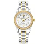Orologio meccanico automatico da donna casual moda analogico impermeabile in acciaio inossidabile oro rosa vestito orologio, Argento/Bianco, Bracciale