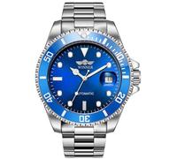 Orologio meccanico automatico da uomo, di lusso, completamente impermeabile, con calendario. Silver blue