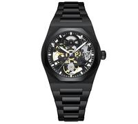 Orologio Meccanico Automatico Uomo con Design Scheletrato - Movimento Automatico di Precisione 38,5mm, Acciaio Inossidabile 316L, Resistente all'Acqua 10ATM, Vetro Zaffiro Anti-Graffio - Nero