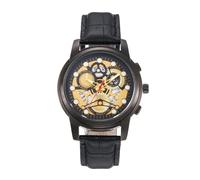Orologio meccanico: orologio da polso in pelle per uomini d'affari con visualizzazione della data, da vigilanza per abbigliamento formale, da usare per abbigliamento casual, ufficio, feste e