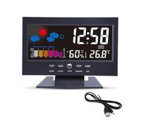 Orologio meteo con supporto da tavolo e accesso frontale per il controllo | Attivazione della retroilluminazione da tavolo o da tavolo, controllo del pulsante luce, spegnimento automatico dopo 5