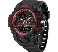 Orologio militare da uomo digitale sportivo orologio da polso da uomo con sveglia, data, orologio digitale per ragazzi, orologio tattico da uomo, 50 m, impermeabile, 12/24 ore, nero/rosso.