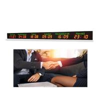 Orologio Mondiale A 6 Città, Orologio Digitale A 6 Fusi Orari, Regolazione della Luminosità A 5 Livelli, Calibrazione Automatica, Funzione Ora Legale, per Hotel, Aziende Multinazionali