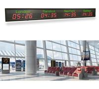 Orologio Mondiale Digitale LED, Cornice Lega Alluminio, Tensione Globale 95-240V, Montaggio Parete/Soffitto per Hotel Uffici Aeroporti Stazioni - Display 6 Città con Wi-Fi,4 Time