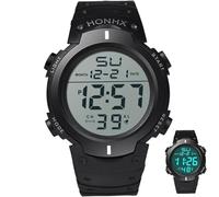 Orologio multifunzione da arbitro con cronometro, orologio da polso per uomini, donne, studenti, per corsa all'aperto, sveglia, timer retroilluminato a LED, Nero , Cinturino