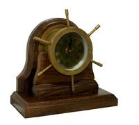 Orologio nautico Seth Thomas in legno ottone timone arredo ufficio nave mensola