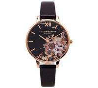 OROLOGIO OLIVIA BURTON " MARBLES FLORALS BLACK & ROSE GOLD", striscia