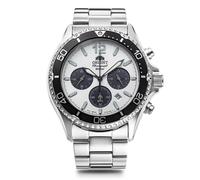 Orologio Orient Mako RN-TX0203S Panda Quadrante Bianco Cronografo Analogico S...