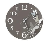 Orologio da parete fiori e farfalle Piccolo richiami la primavera Diametro 45 cm colore Fango e Alluminio
