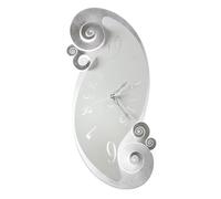 Arti & Mestieri Circeo - Orologio da Parete di Design 100% Made in Italy - in Ferro, 32 x 70 cm - Argento e Bianco Marmo