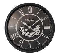Orologio Parete Decorazione da Vetro Nero Ingranaggi Romano Quadrante D 76 CM [EEK: Non valutato]