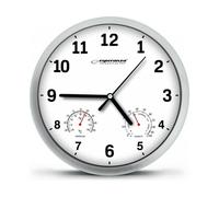 Orologio Parete Esperanza Lyon Bianco 25cm Termometro Igrometro Quarzo Silent