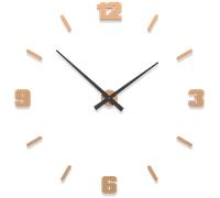 Orologio parete moderno numeri adesivi legno colore pesca chiaro 64cm