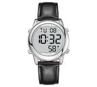 Orologio parlante atomico, orologio da polso semplice e moderno per anziani, facile da leggere per non vedenti con disabilità visive, orologio con display digitale per un orario preciso, Nero