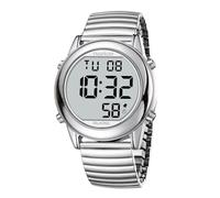 Orologio parlante atomico, orologio da polso semplice e moderno per anziani, facile da leggere per non vedenti con disabilità visive, orologio con display digitale per un orario preciso, argento