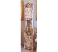 Orologio da tavolo mensola in Porcellana Capodimonte fiori foglia argento nuovo