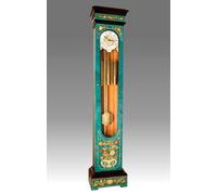 Orologio Pendolo Colonna Pesi Ottone Legno Acero Intarsiato Nuovo Made in Italy