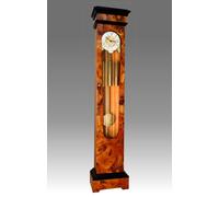 Orologio Pendolo Colonna Pesi Ottone Legno Noce Intarsiato Nuovo Made in Italy -