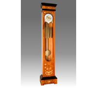 Orologio Pendolo Colonna Pesi Ottone Legno Noce Intarsiato Nuovo Made in Italy