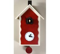 Orologio Pendolo con Cucù Cucù Lac 20x12xh40 cm con cassa laccata bianca legno