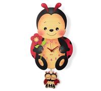 Orologio Pendolo da Parete Coccinella Bimbi Bimbe Legno Made in Italy Cameretta