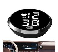 Orologio per auto per cruscotto - Dashboard di auto luminosa rotonda a bordo | Orologi digitali adesivi automobilistici | Attenersi al Display Time Display di piccoli LED per il cruscotto di moto per