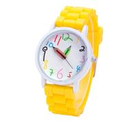 Orologio per bambini con cinturino in silicone con impugnature a matita, numeri grandi, display con gancio di sicurezza, per scuola, divertimento, lezione, osservatore del tempo, Giallo